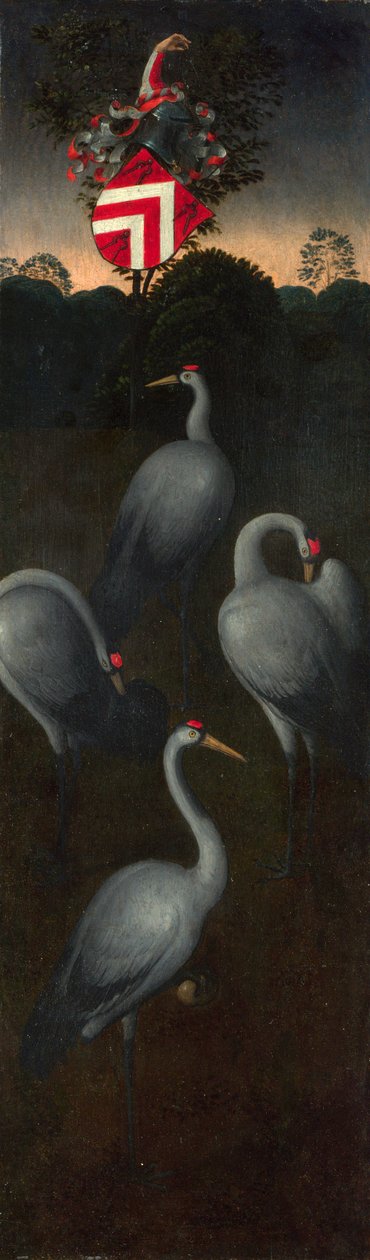 Traner med Pagagnotti-familiens våbenskjold Bagsiden af et panel fra en triptykon, ca. 1480 af Hans Memling
