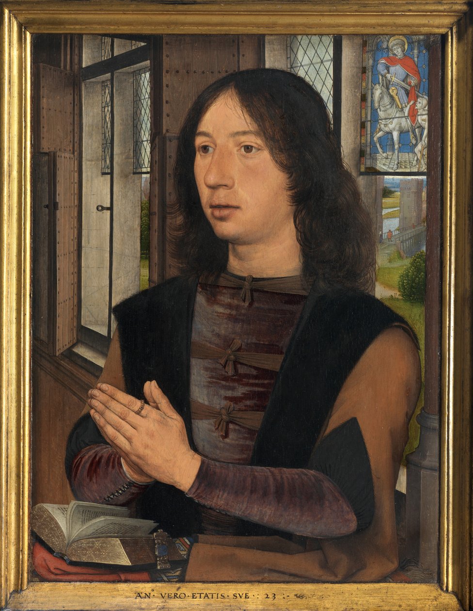 Detalje af Maarten van Nieuwenhoves Diptykon af Hans Memling