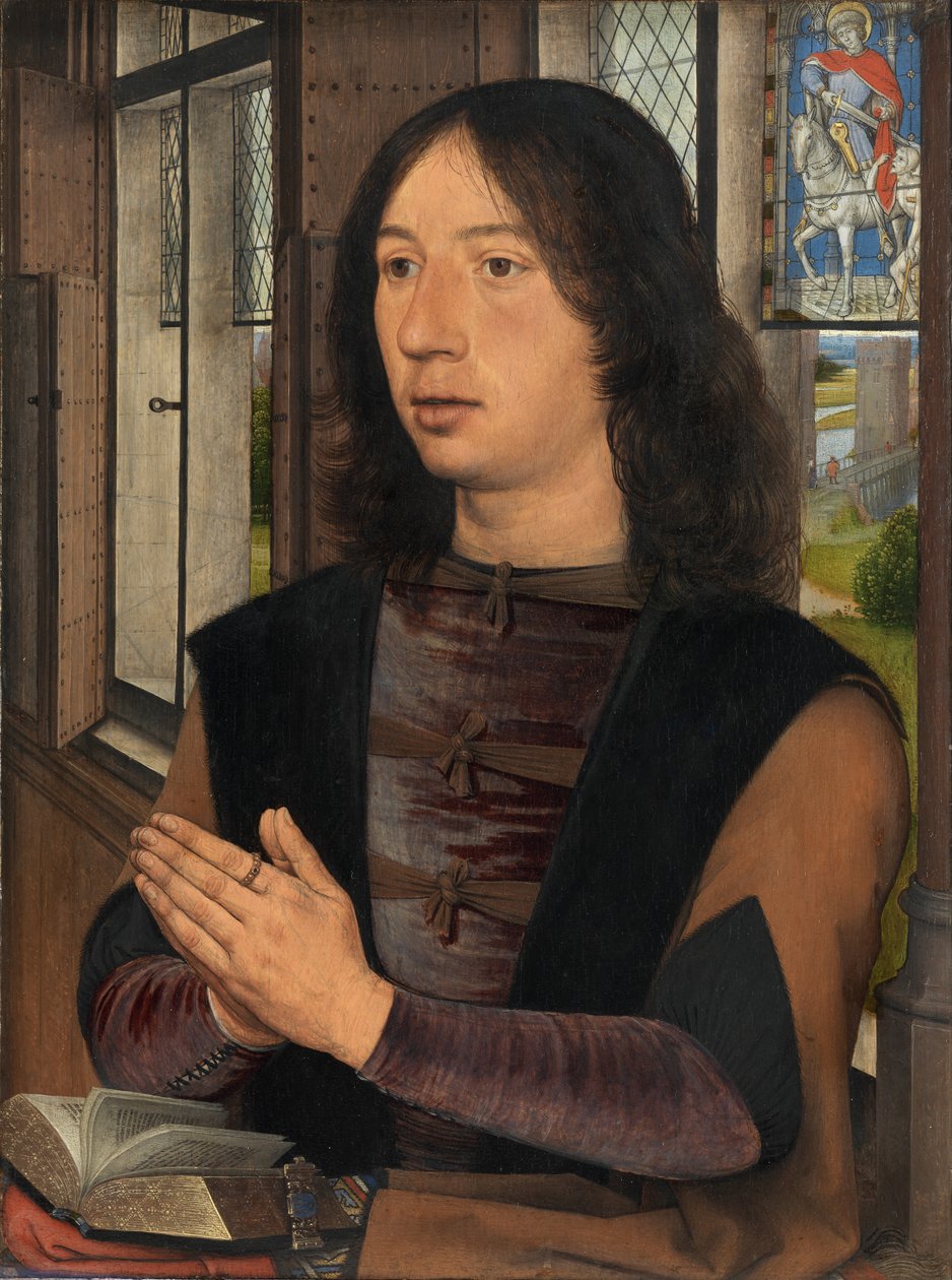 Detalje af Maarten van Nieuwenhoves Diptykon af Hans Memling