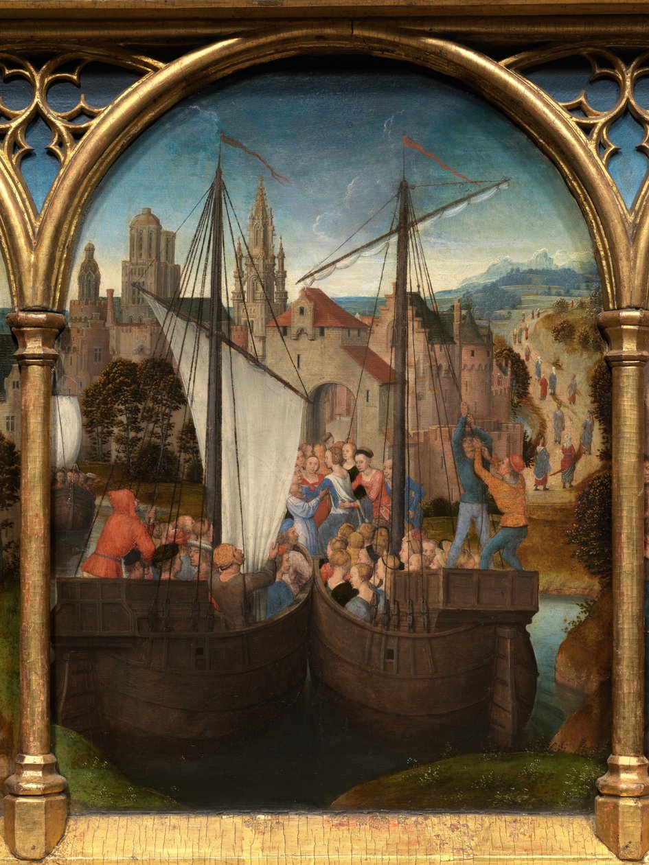 Detalje af Sankt Ursulas relikvieskrin af Hans Memling