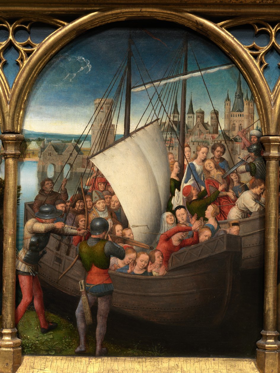 Detalje af Sankt Ursulas relikvieskrin af Hans Memling