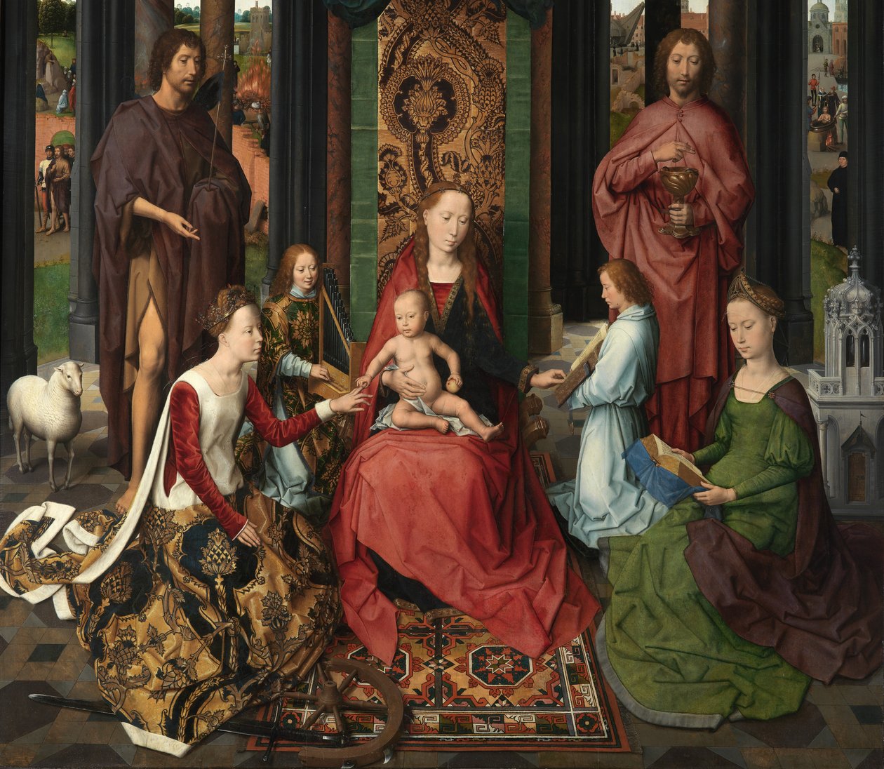 Detalje af det centrale panel i Triptykonen af Sankt Johannes Døberen og Sankt Johannes Evangelisten af Hans Memling