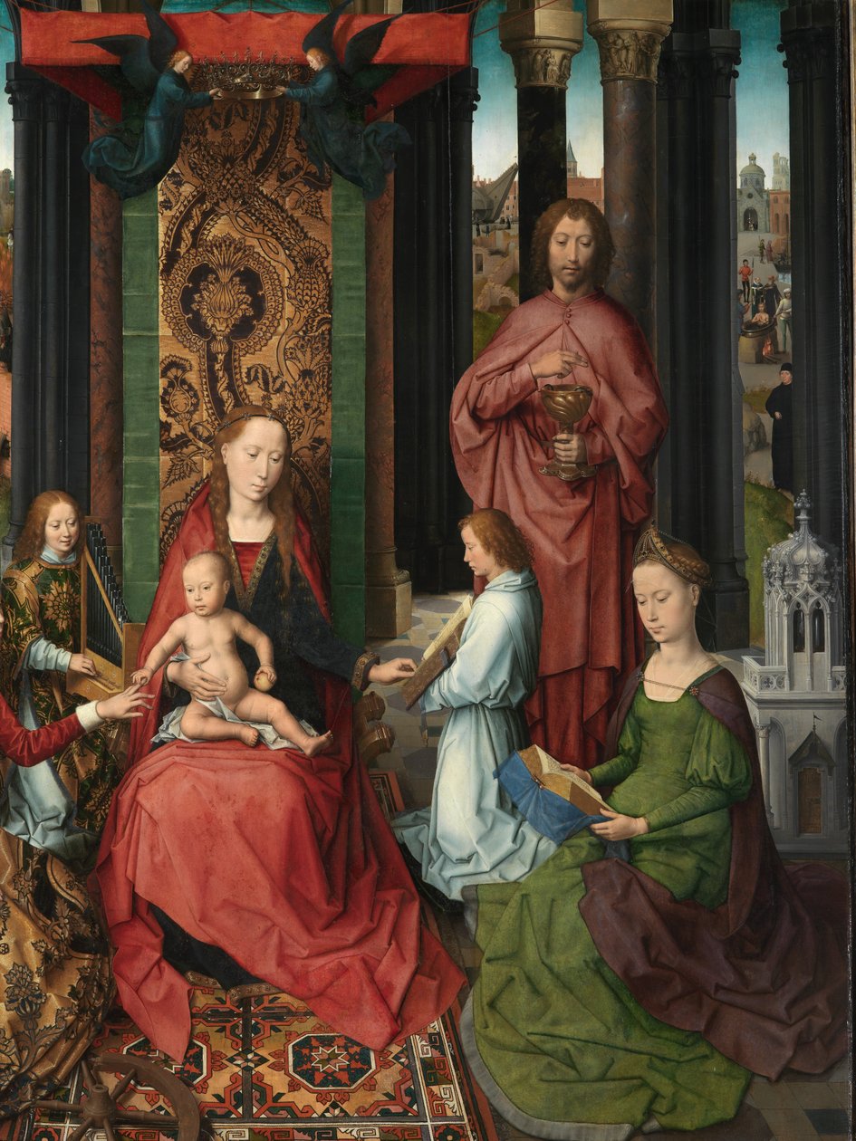 Detalje af det centrale panel i Triptykonen af Sankt Johannes Døberen og Sankt Johannes Evangelisten af Hans Memling