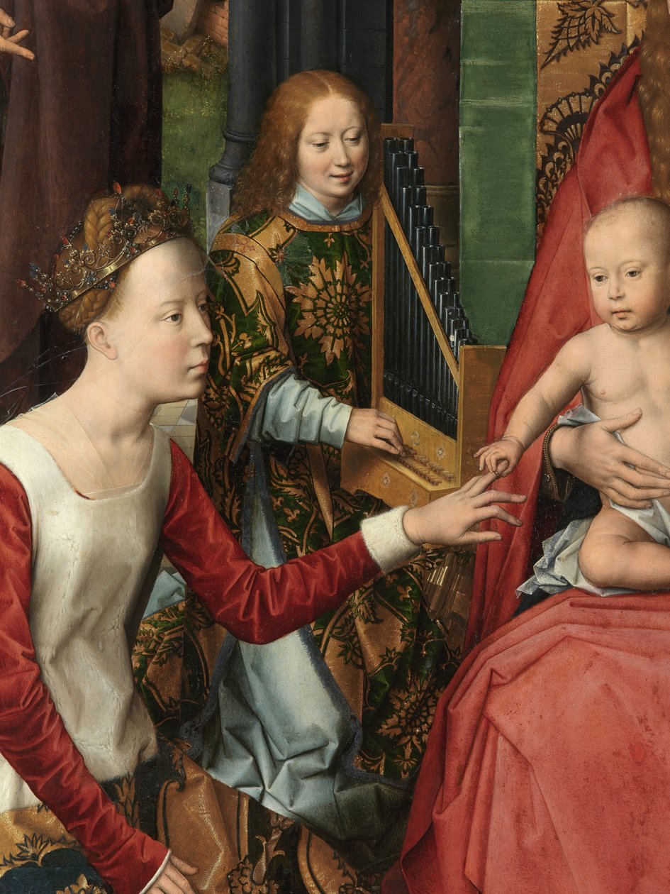 Detalje af det centrale panel i Triptykonen af Sankt Johannes Døberen og Sankt Johannes Evangelisten af Hans Memling