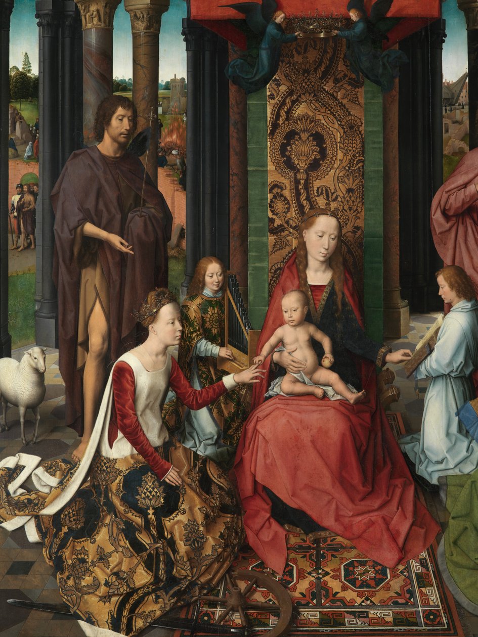 Detalje af det centrale panel i Triptykonen af Sankt Johannes Døberen og Sankt Johannes Evangelisten af Hans Memling