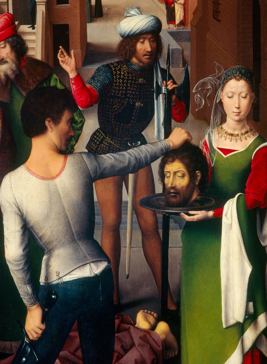 Detalje af venstre panel af Triptykonen af Sankt Johannes Døberen og Sankt Johannes Evangelisten af Hans Memling