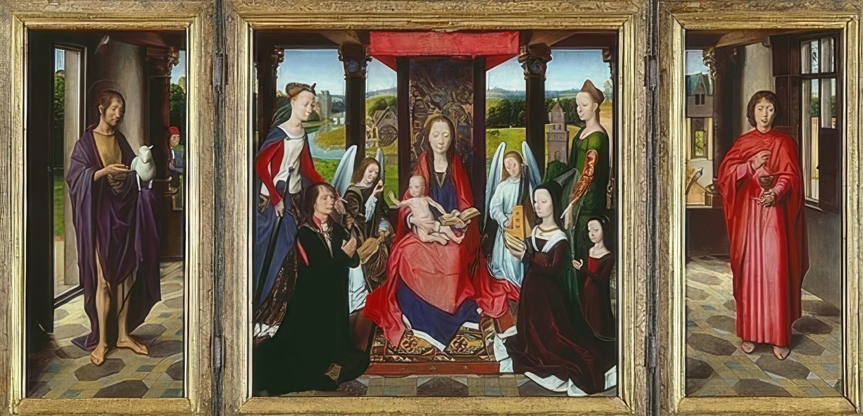 Jomfru med barn og hellige (The Donne Triptykon). Omkring 1478 af Hans Memling