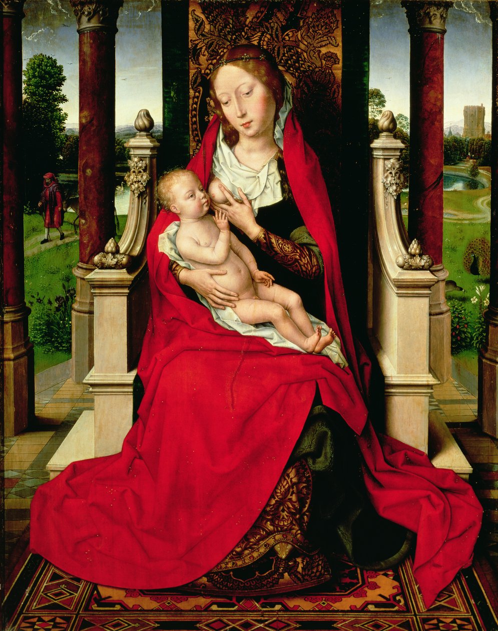 Madonna og barn på tronen, ca. 1492-94 af Hans Memling