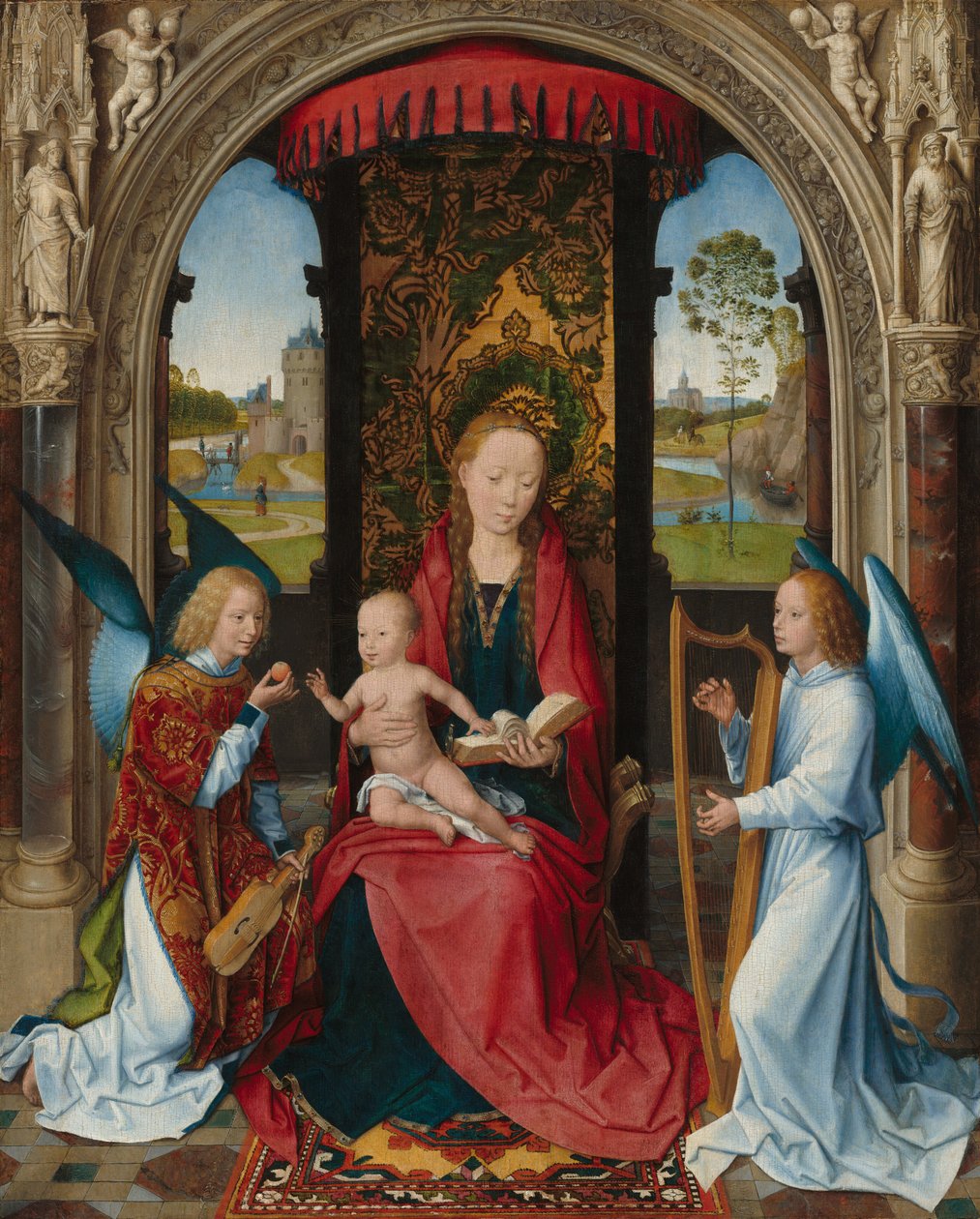 Madonna og barn med engle af Hans Memling