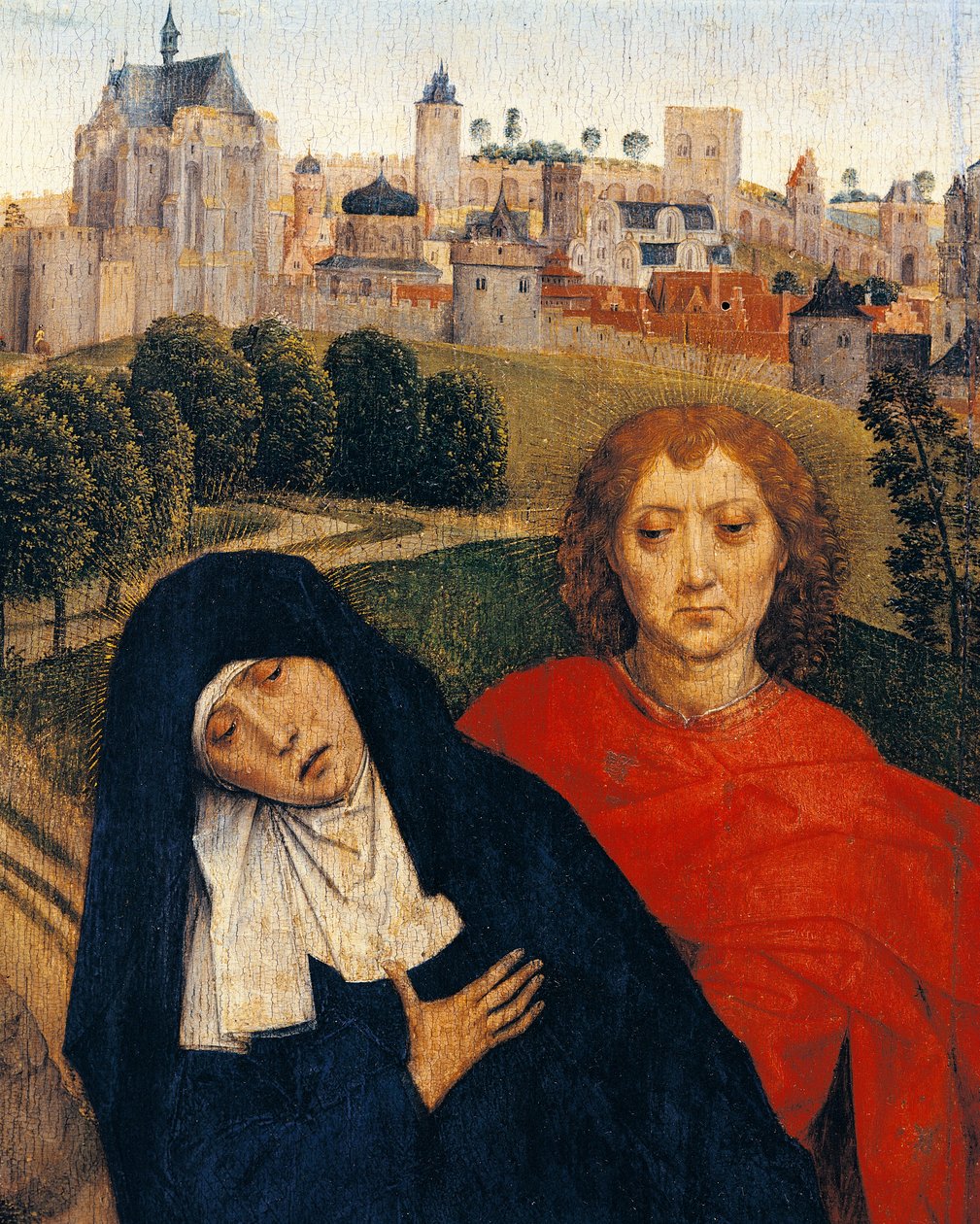 Vor Frue af sorger, detalje fra korsfæstelse af Hans Memling (ca. 1430-1494) af Hans Memling