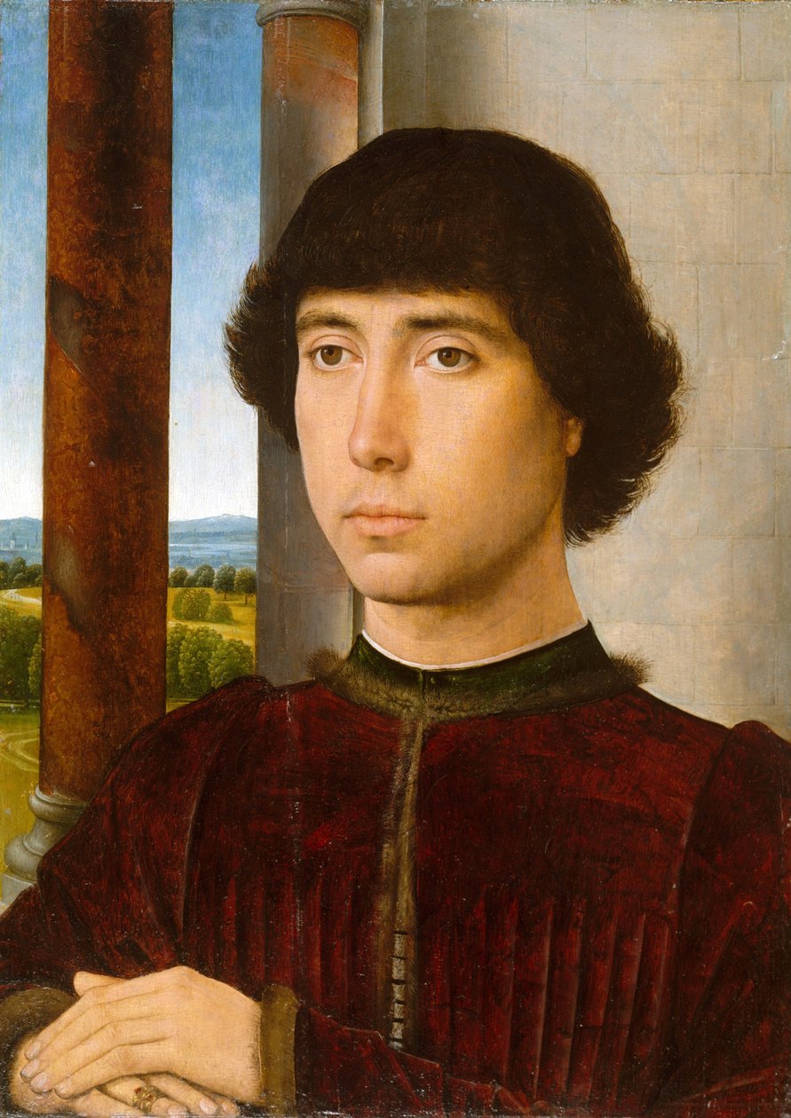 Portræt af en mand ved en loggia af Hans Memling
