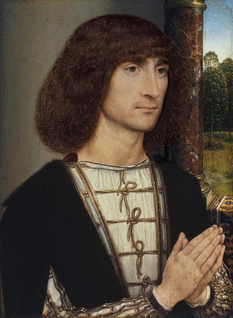 Portræt af en ung mand, der beder, ca 1485 af Hans Memling