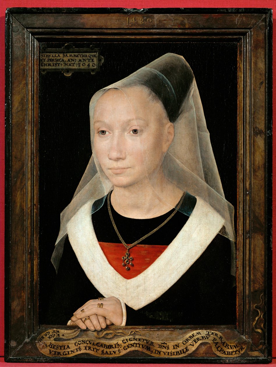 Portræt af en ung kvinde (gispende) af Hans Memling