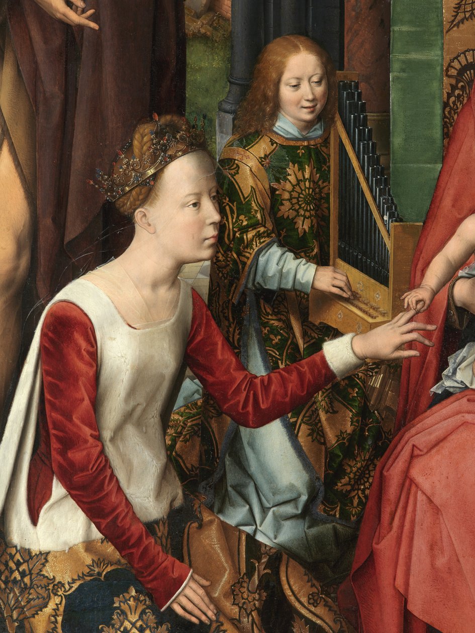 St. Catherine, detalje af det centrale panel i Triptykonen af Sankt Johannes Døberen og Sankt Johannes Evangelisten af Hans Memling