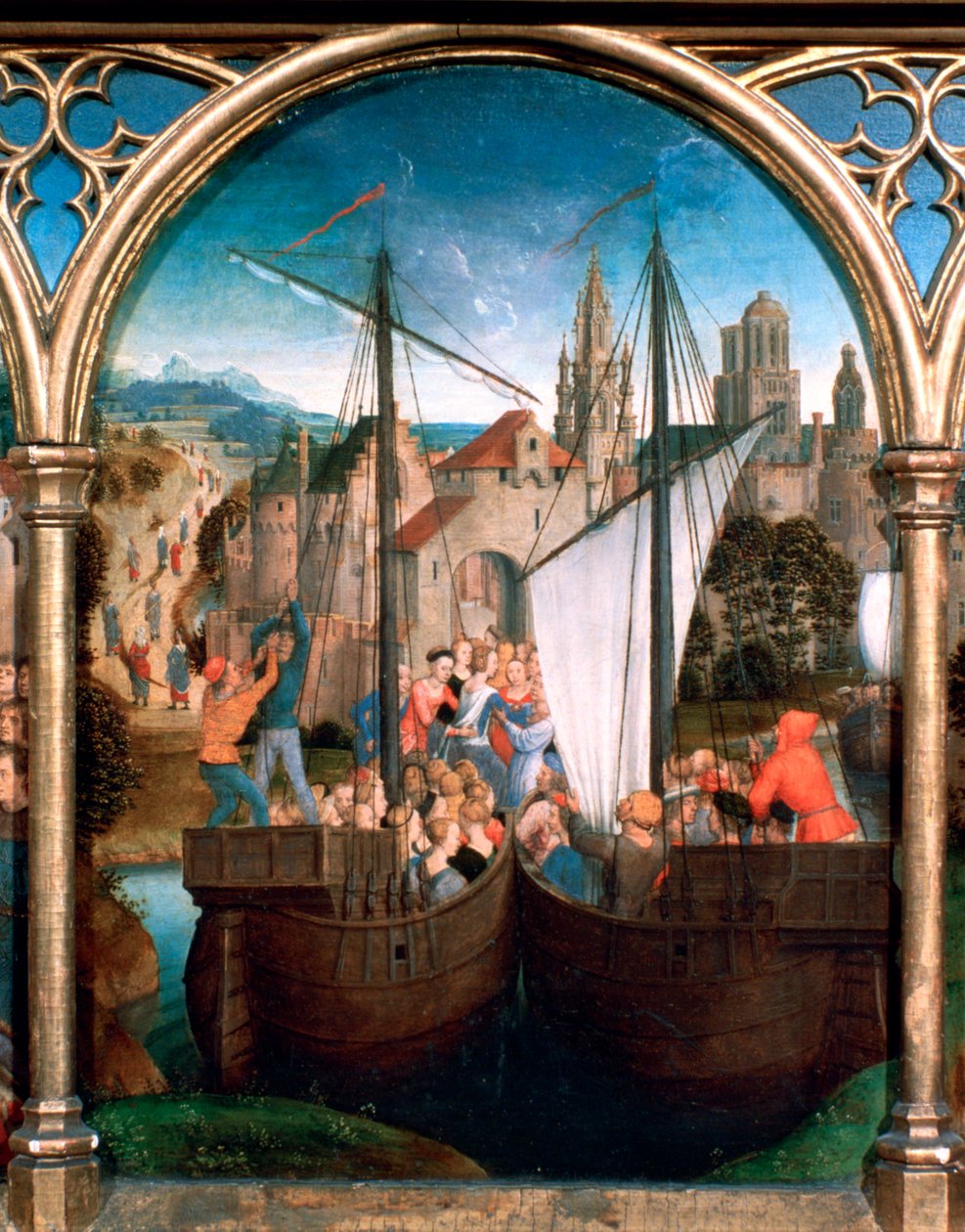 St Ursula-helligdommen, Ankomst til Basel, 1489 af Hans Memling