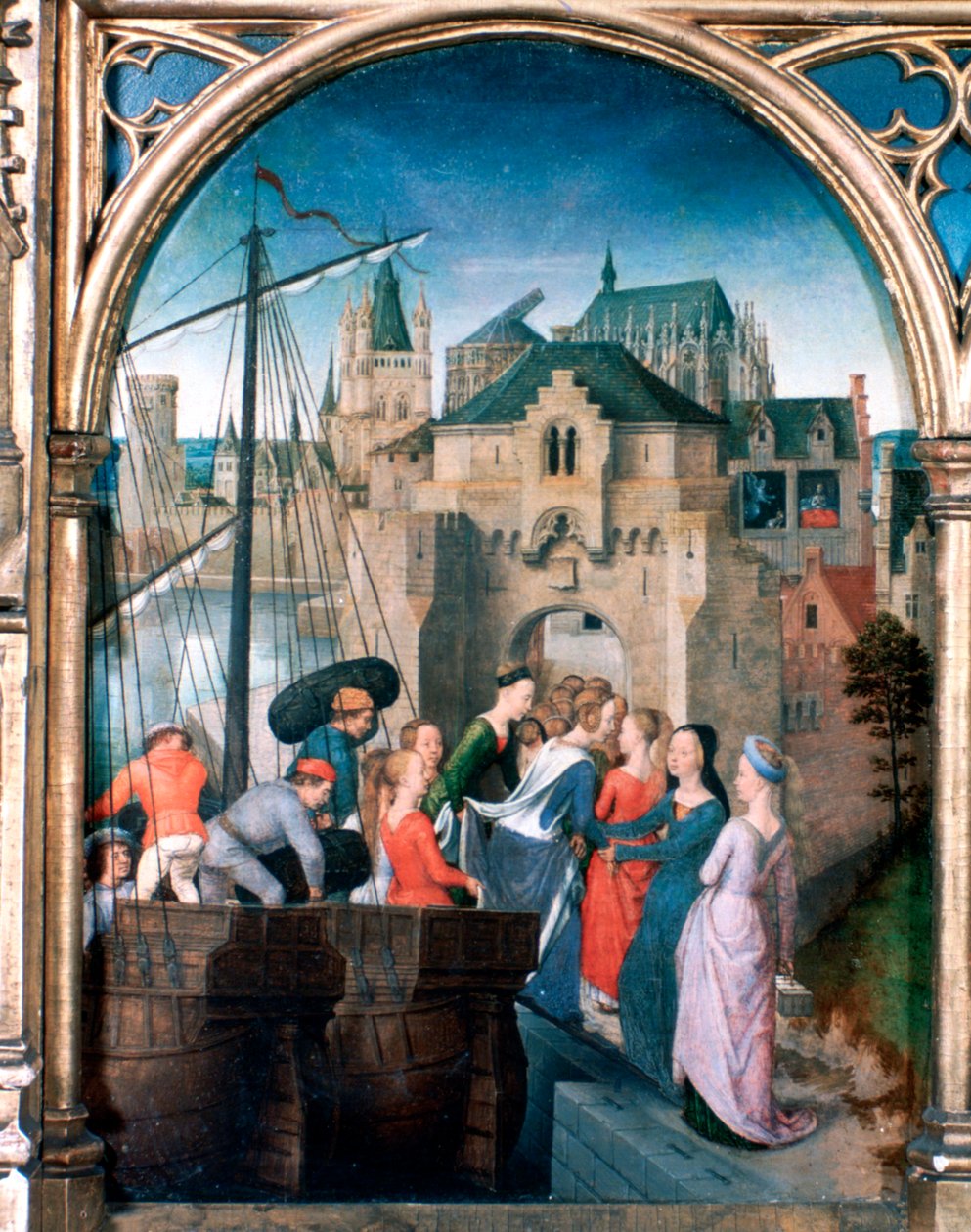St Ursula-helligdommen, Ankomst til Köln, 1489 af Hans Memling