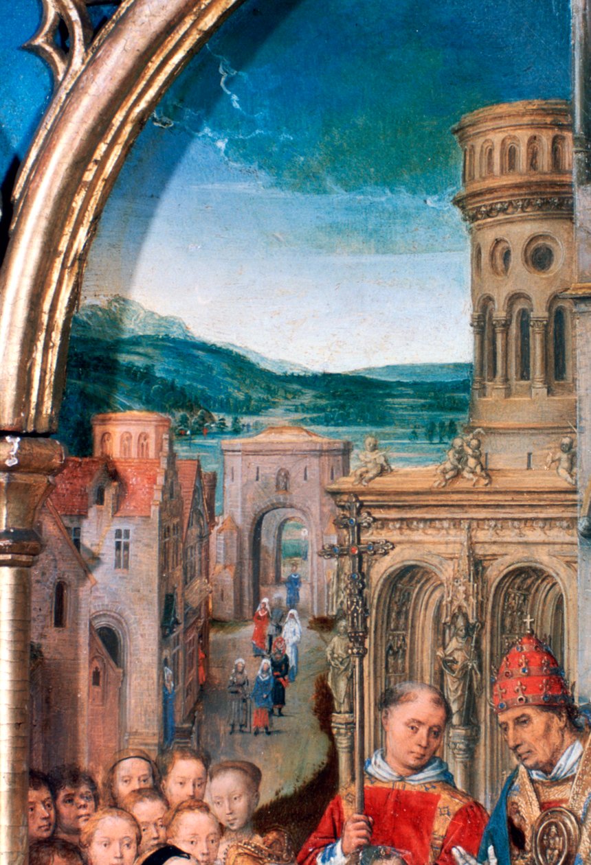 St Ursula-helligdommen, Ankomst til Rom, detalje, 1489 af Hans Memling