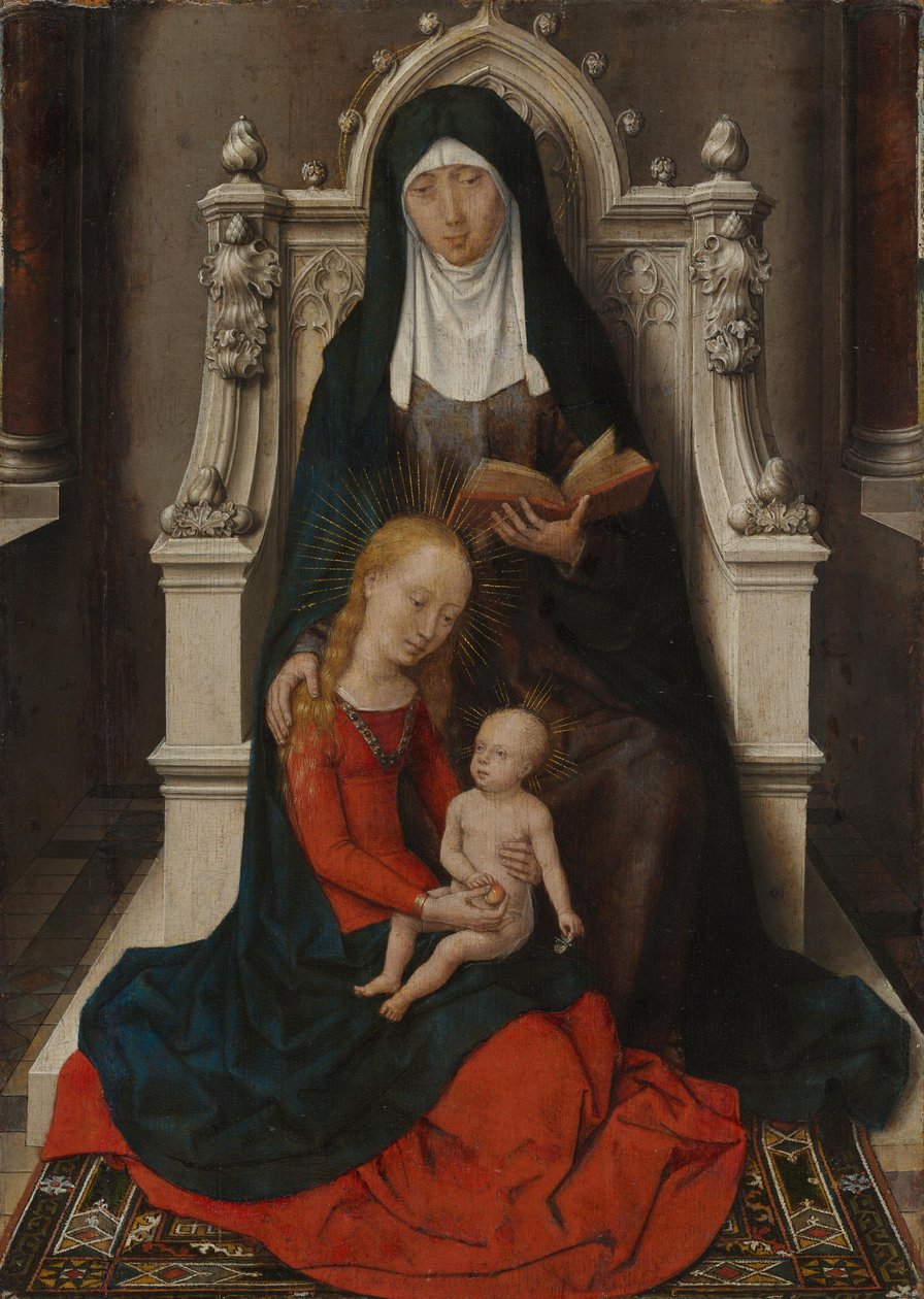 Et af to paneler i et diptykon: Den hellige Anna med sine tre børn (den adskilte ydre side af inv. nr. 5) af Hans Memling
