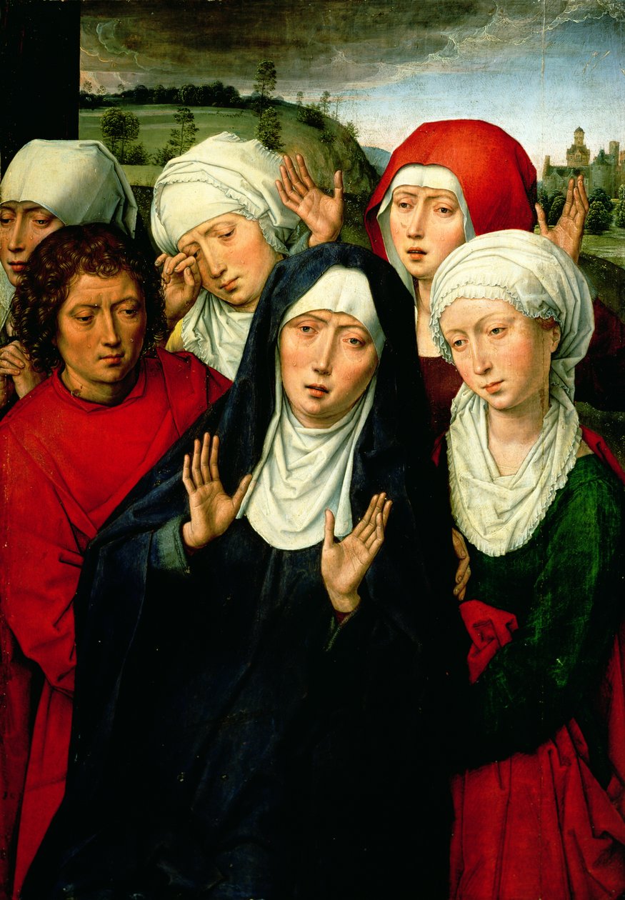 De hellige kvinder, højre panel af aflejringsdiptykonen, ca. 1492-94 af Hans Memling