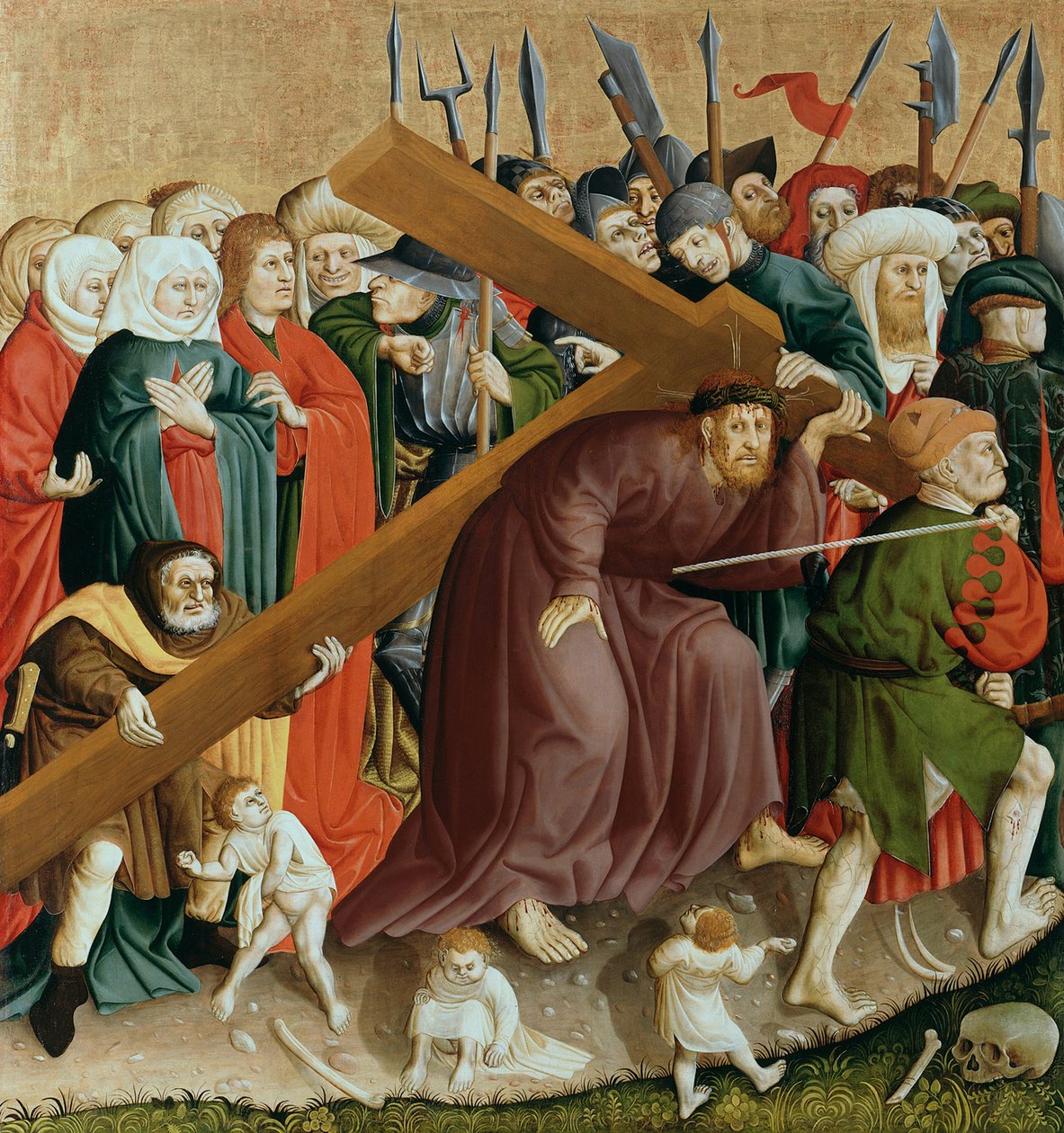 Kristus bærer korset. Wurzach-alterets vinger, 1437 af Hans Multscher