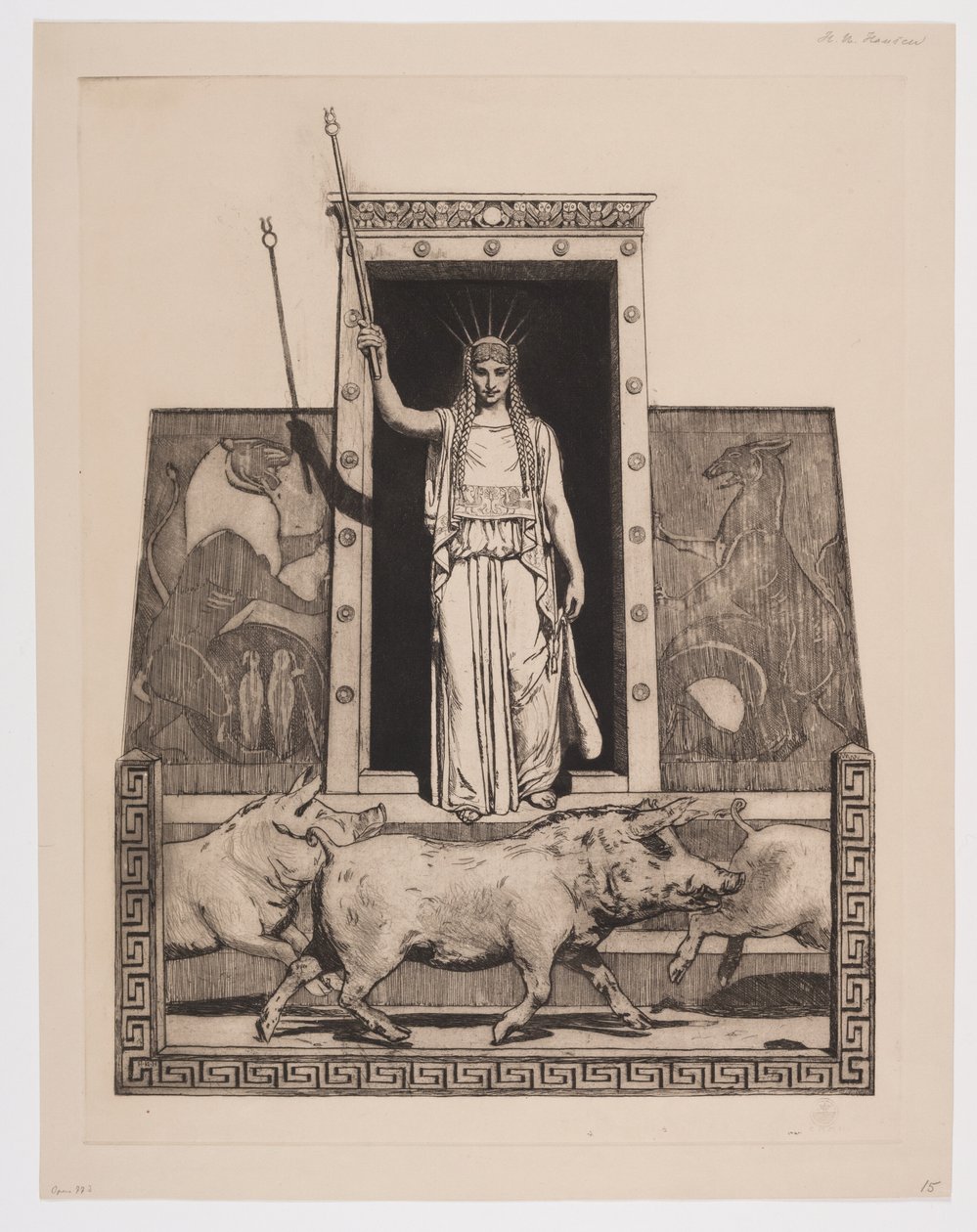 Circe forvandler Odysseus` mænd til svin af Hans Nikolaj Hansen