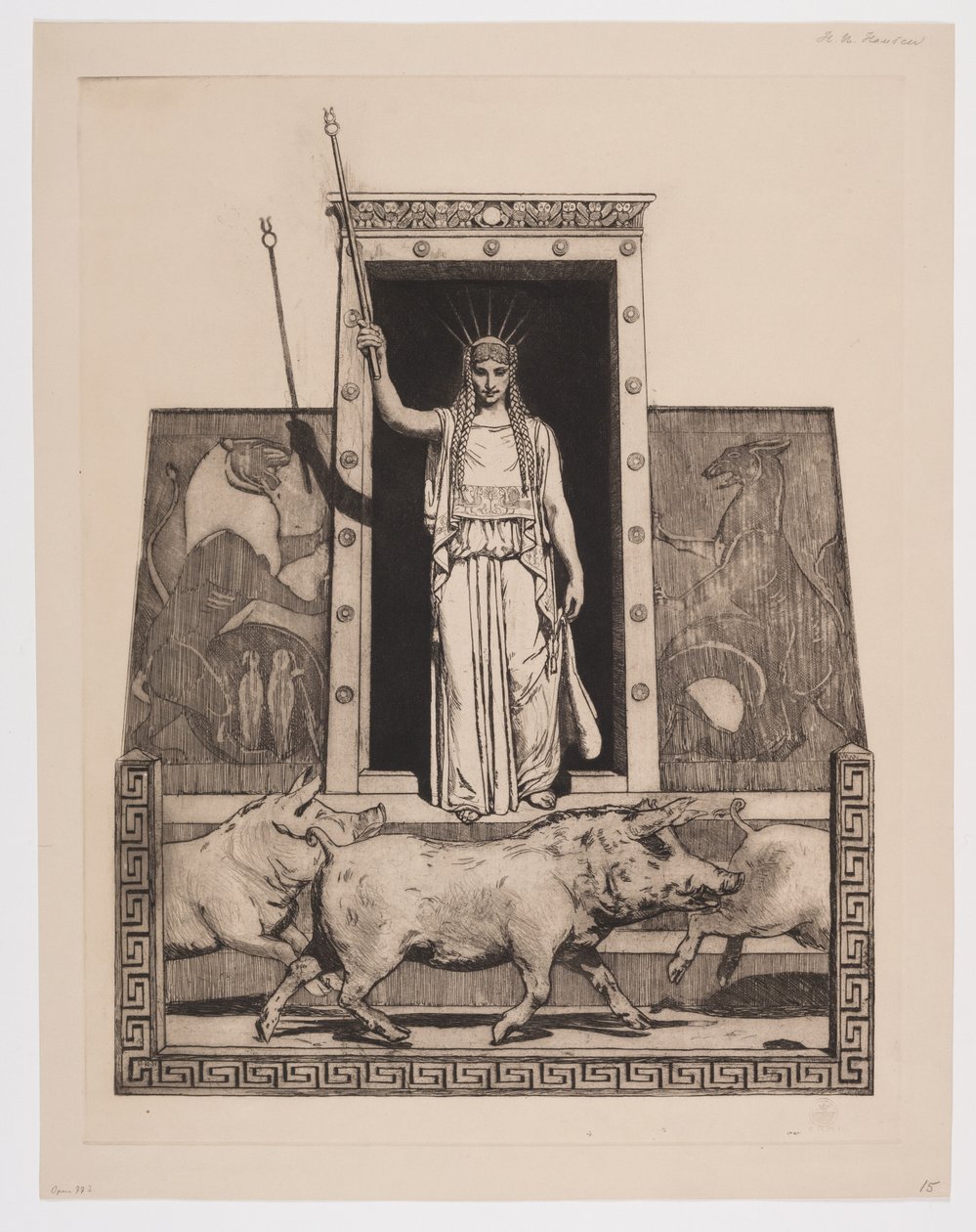 Danish: Circe forvandler Odysseus` mænd til svin af Hans Nikolaj Hansen