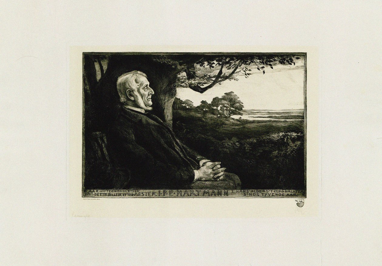 Portræt af komponisten John Peter Emily Hartmann 1805-1900, af Hans Nikolaj Hansen