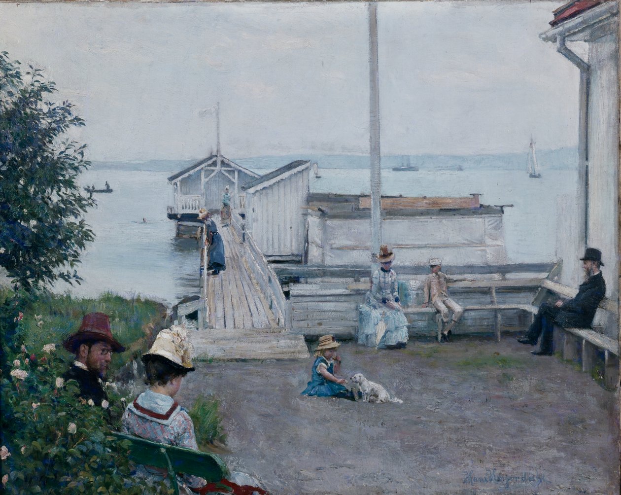 Badehuset ved Asgårdstrand (olie på lærred) af Hans Olaf Heyerdahl