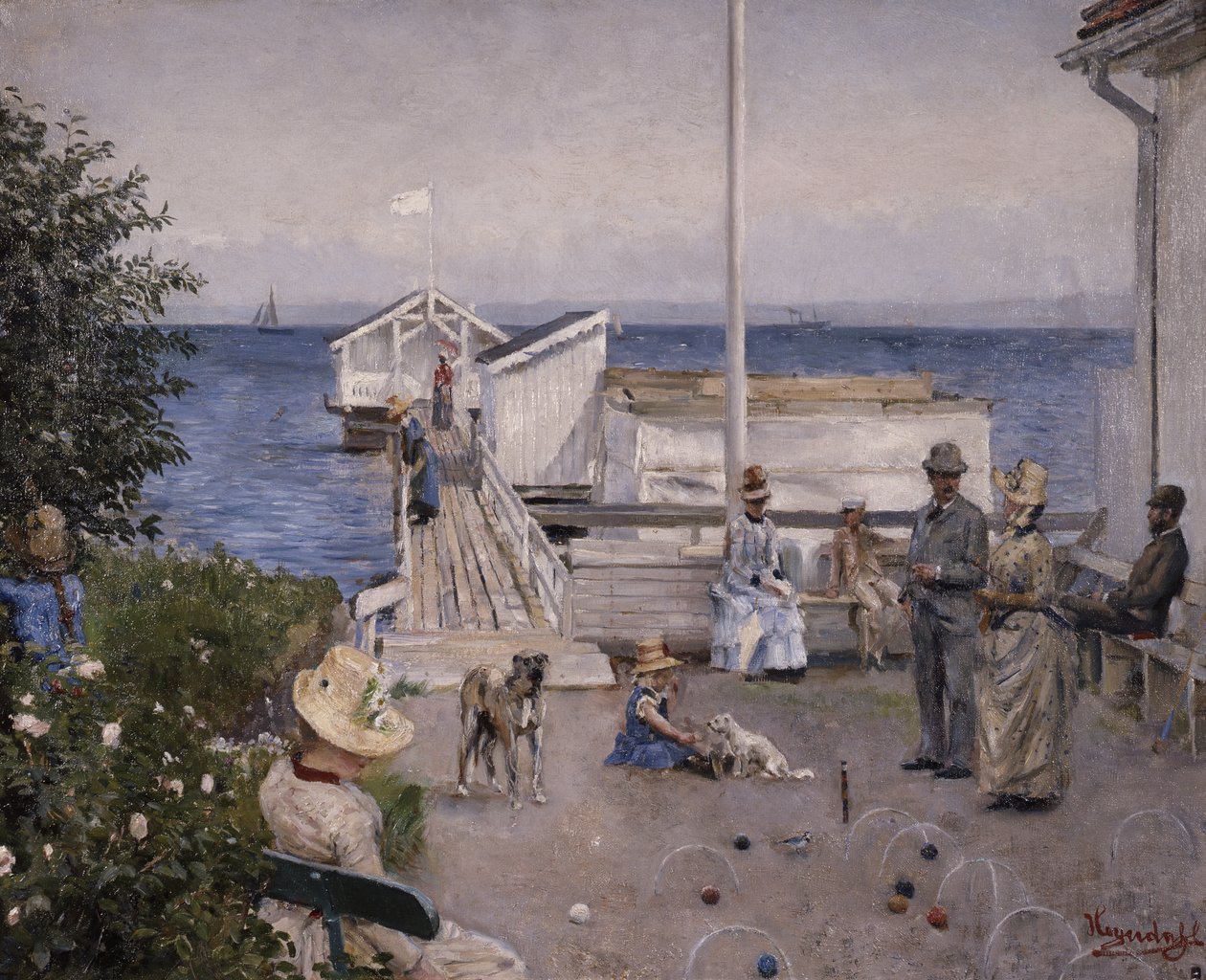 Kajen i Åsgårdstrand (olie på lærred) af Hans Olaf Heyerdahl