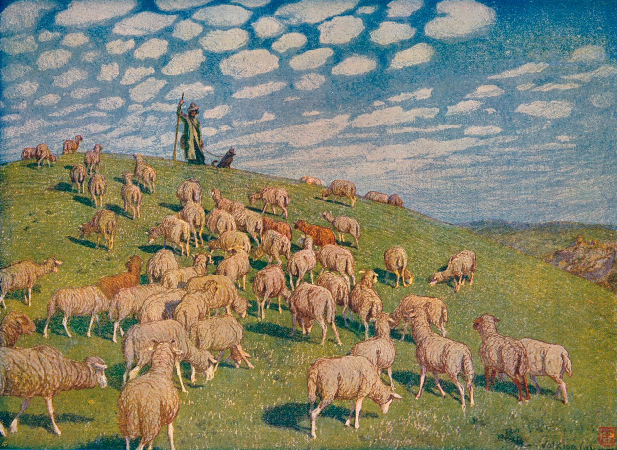 Græsgang i foråret, c1900 1903-1904. af Hans Richard von Volkmann