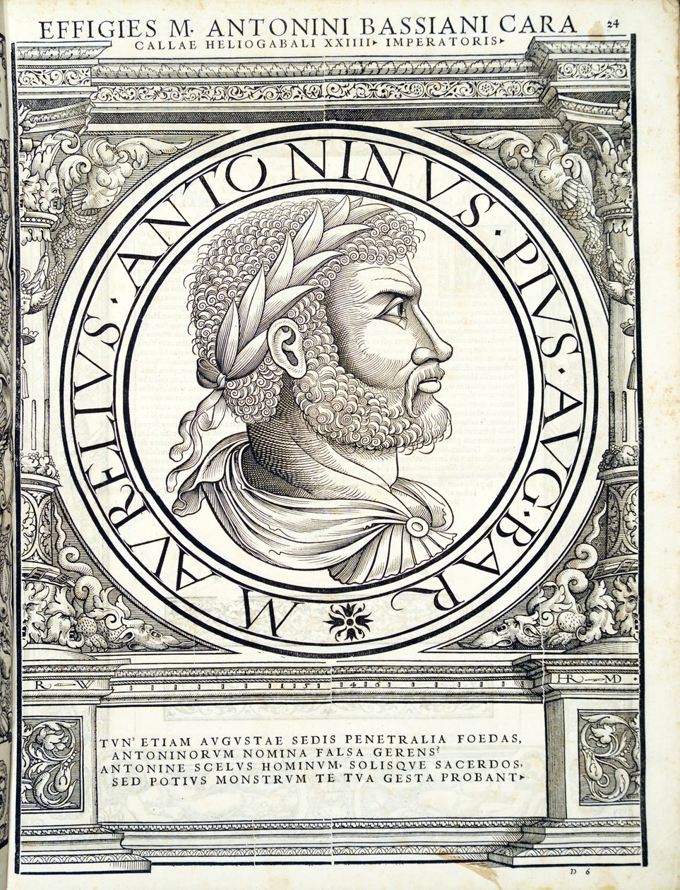 Heliogabalus, illustration fra de mest autentiske billeder af de gamle romerske kejsere i øst og vest, træsnit af Rudolph Wyssenbach, trykt af Andreas Gesner, Zürich, af Hans Rudolf Manuel Deutsch