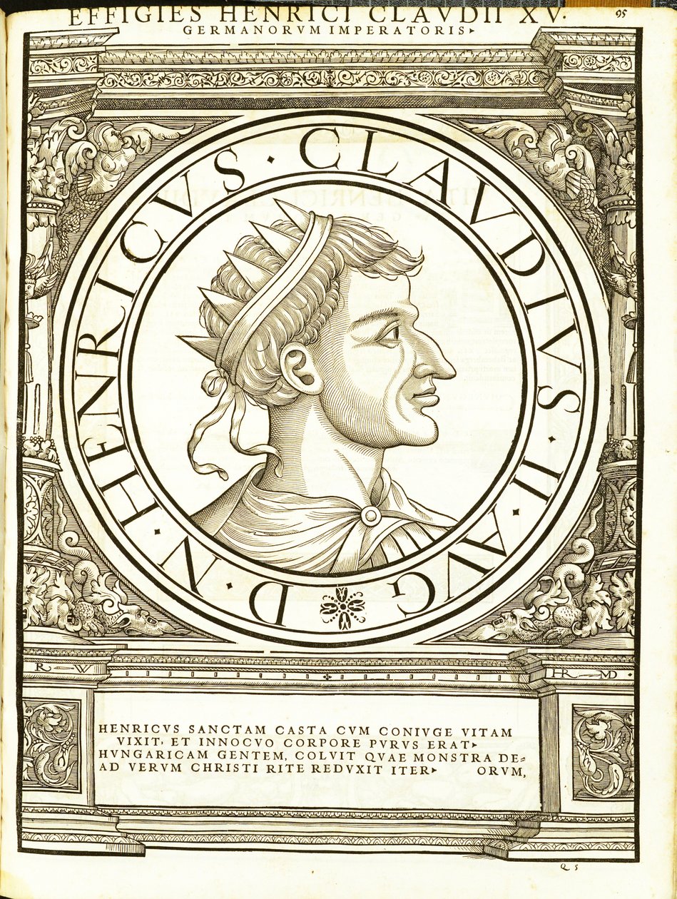 Henrik II Claudus, illustration fra de romerske kejsere i hele øst og vest med de mest autentiske billeder af de gamle mønter, træsnit af Rudolph Wyssenbach, trykt af Andreas Gesner, Z af Hans Rudolf Manuel Deutsch