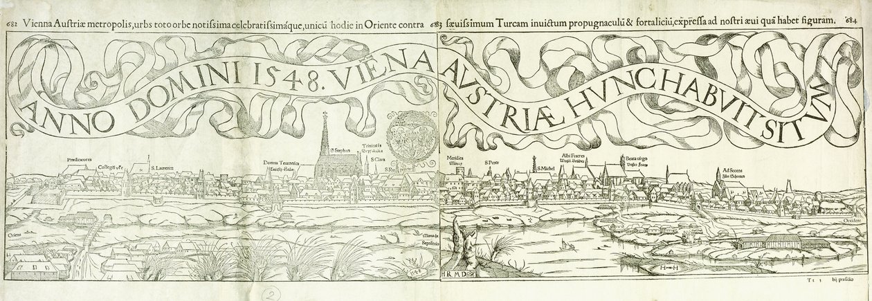 Byudsigt over Wien i 1548, 1550 af Hans Rudolf Manuel Deutsch