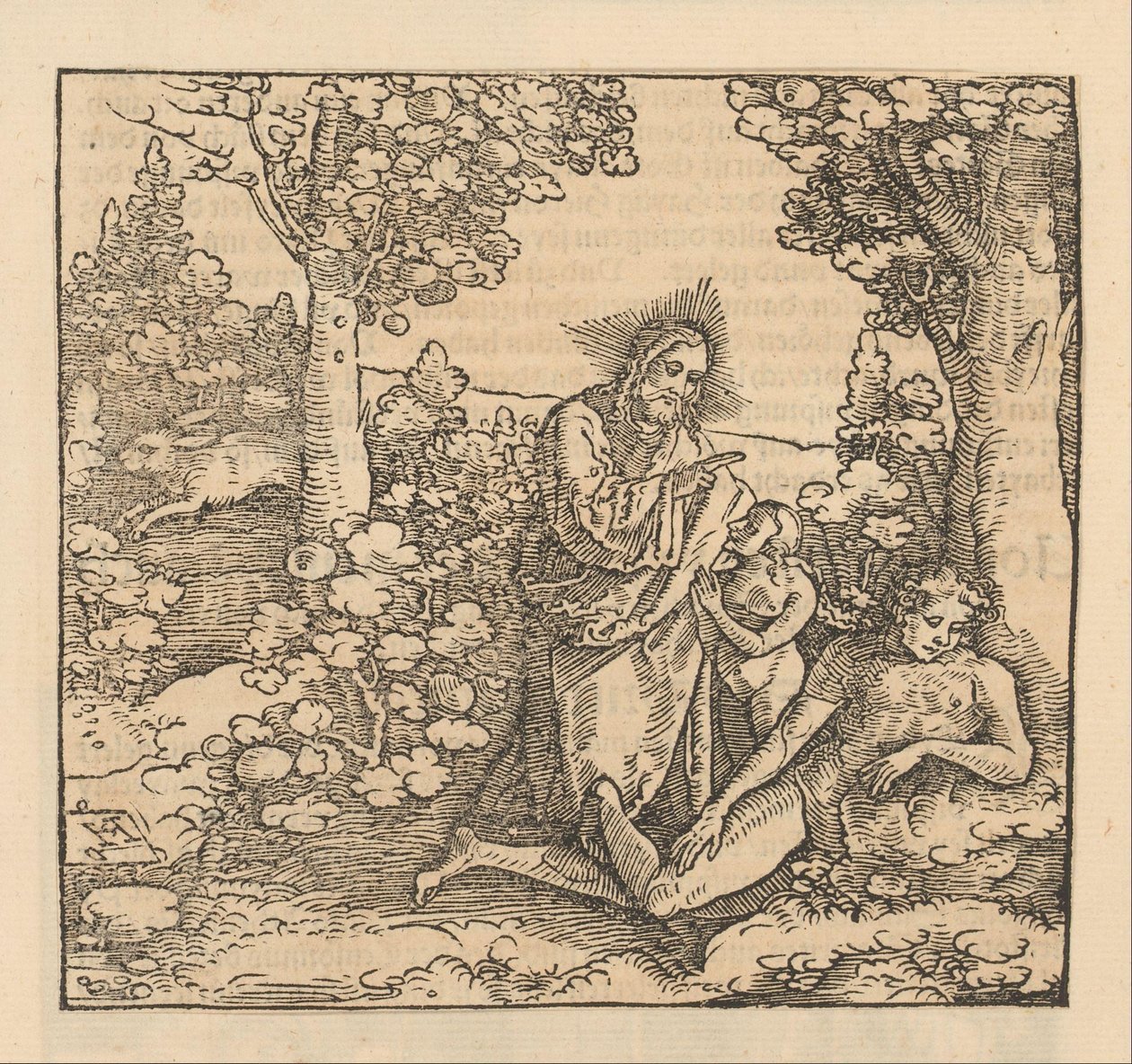 Kristus velsigner en ung mand, mens en kvinde knæler for hans fødder af Hans Schäufelein (possibly)