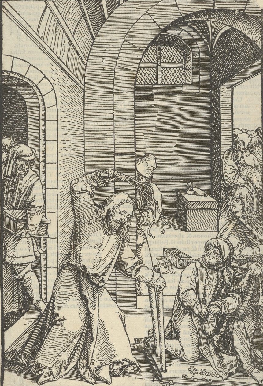 Kristus renser templet, fra spejl af vor Herre Jesu Kristi lidenskab, 1507. af Hans Schäufelein the Elder