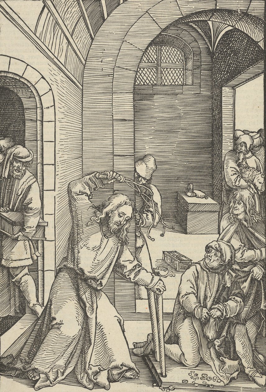Kristus renser templet, fra spejl af vor Herre Jesu Kristi lidenskab, 1507. af Hans Schäufelein the Elder