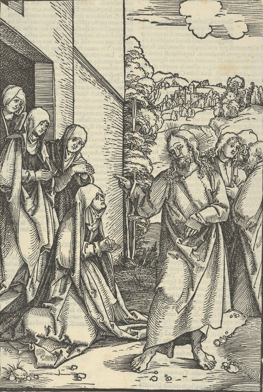 Kristus tager afsked med sin mor, fra spejlet af vor Herre Jesu Kristi lidenskab, 1507., 1507. af Hans Schäufelein the Elder