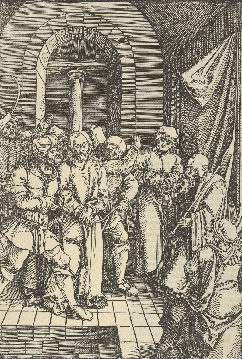 Kristus før Annas, fra spejlet af vor Herre Jesu Kristi lidenskab, 1507. af Hans Schäufelein the Elder