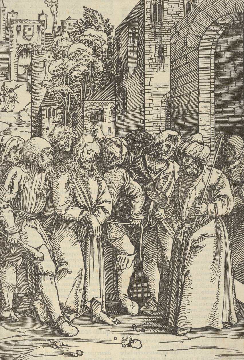 Kristus foran Pilatus foran sit palads, fra spejlet af vor Herre Jesu C..., 1507. af Hans Schäufelein the Elder