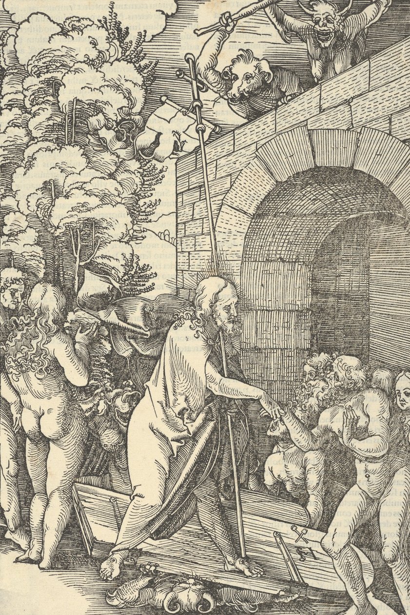Kristus i limbo, fra spejlet af vor Herre Jesu Kristi lidenskab, 1507. af Hans Schäufelein the Elder
