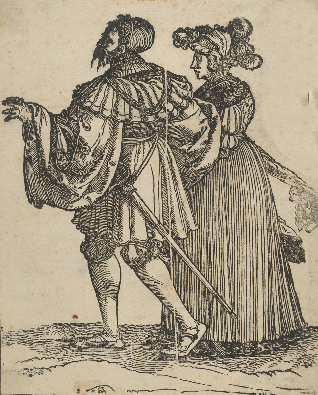 Couple Walking to the Left VI, fra The Wedding Dancers restrike. af Hans Schäufelein the Elder