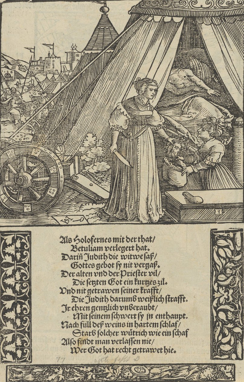 Judith med hovedet af Holophernes, fra Das Büchle Memorial, 1533. af Hans Schäufelein the Elder