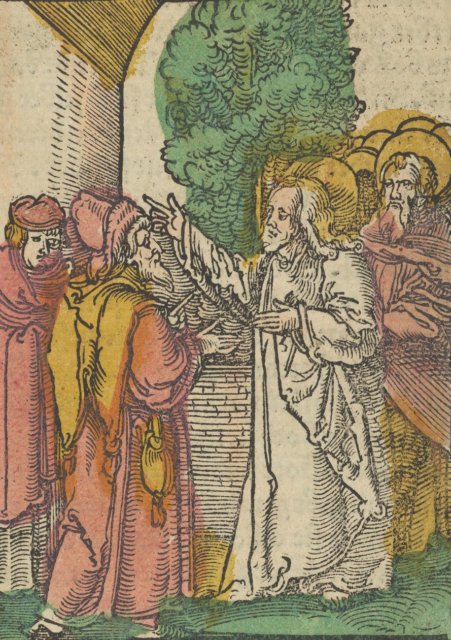 Lignelse om farisæerne og skatteopkræveren, fra Das Plenarium, 1517. af Hans Schäufelein the Elder