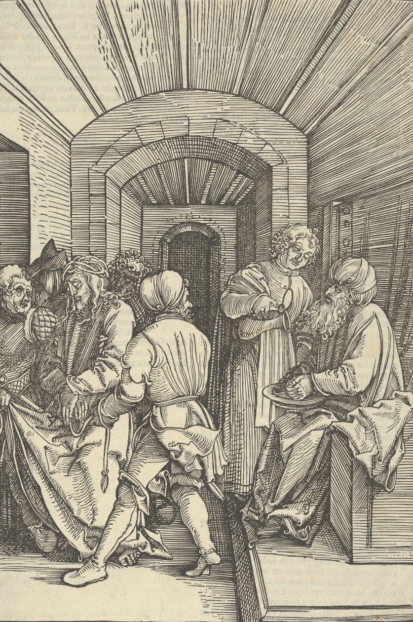 Pilatus vasker sine hænder, fra spejl af vor Herre Jesu Kristi lidenskab, 1507. af Hans Schäufelein the Elder