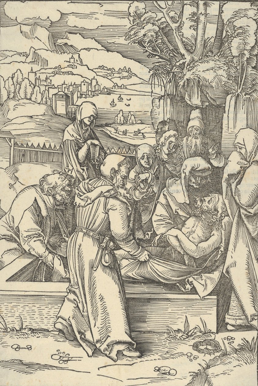 Begravelsen, fra spejlet af vor Herre Jesu Kristi lidenskab, 1507. af Hans Schäufelein the Elder