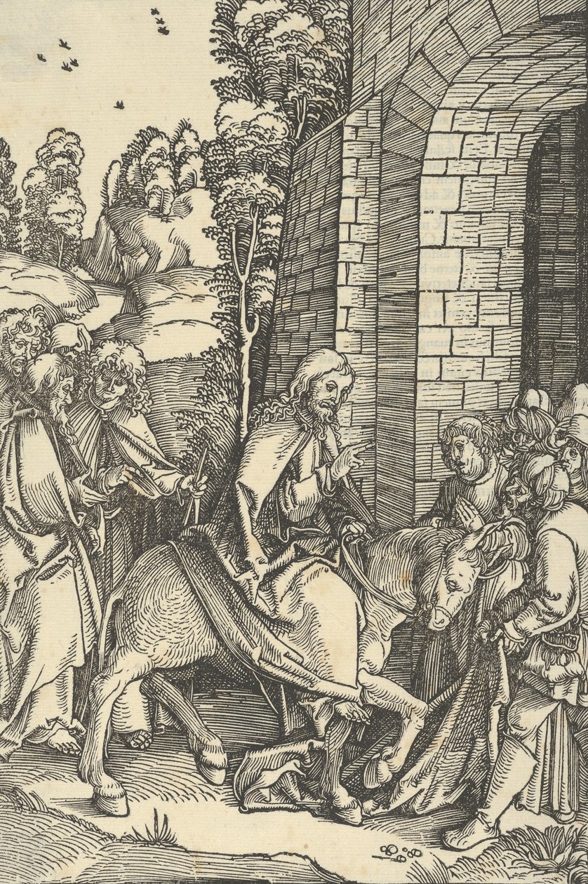Indtoget i Jerusalem, fra spejlet af vor Herre Jesu Kristi lidenskab, 1507. af Hans Schäufelein the Elder
