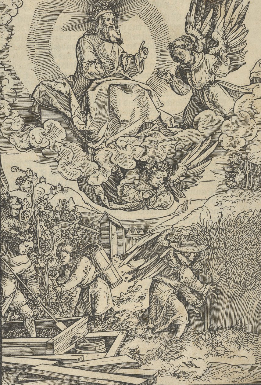 Høsten og vinpressen af blod. af Hans Schäufelein the Elder