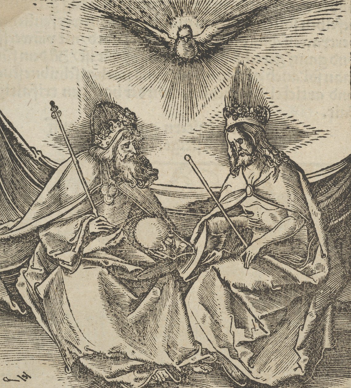 Den hellige treenighed, fra Hymmelwagen om hvem der lever godt..., 1517. af Hans Schäufelein the Elder