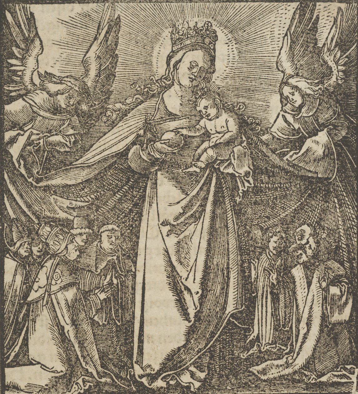 The Madonna of Mercy, fra Hymmelwagen auff dem, wer wol leben..., 1517. af Hans Schäufelein the Elder