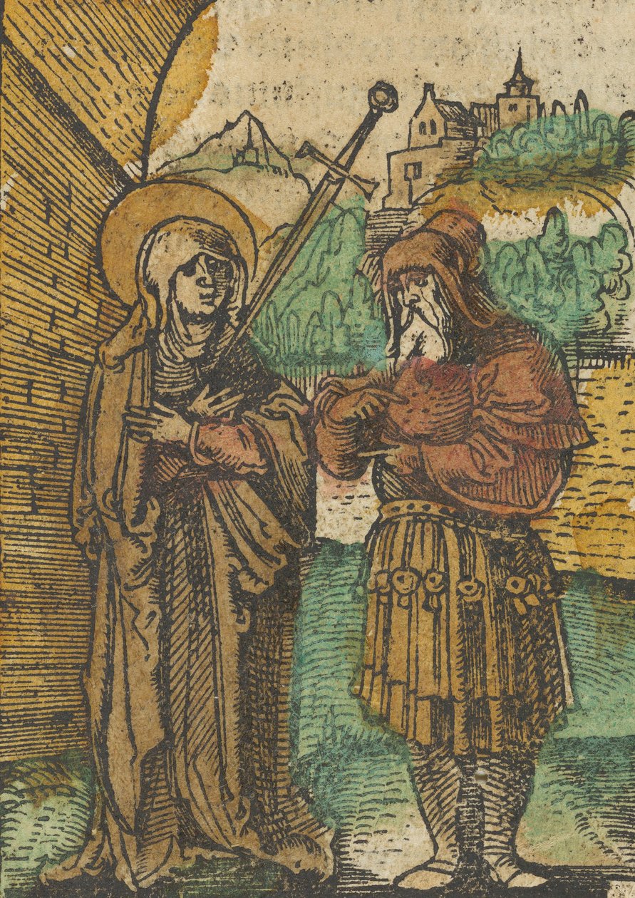 Jomfruen som Mater Dolorosa og Simeon, fra Das Plenarium, 1517. af Hans Schäufelein the Elder